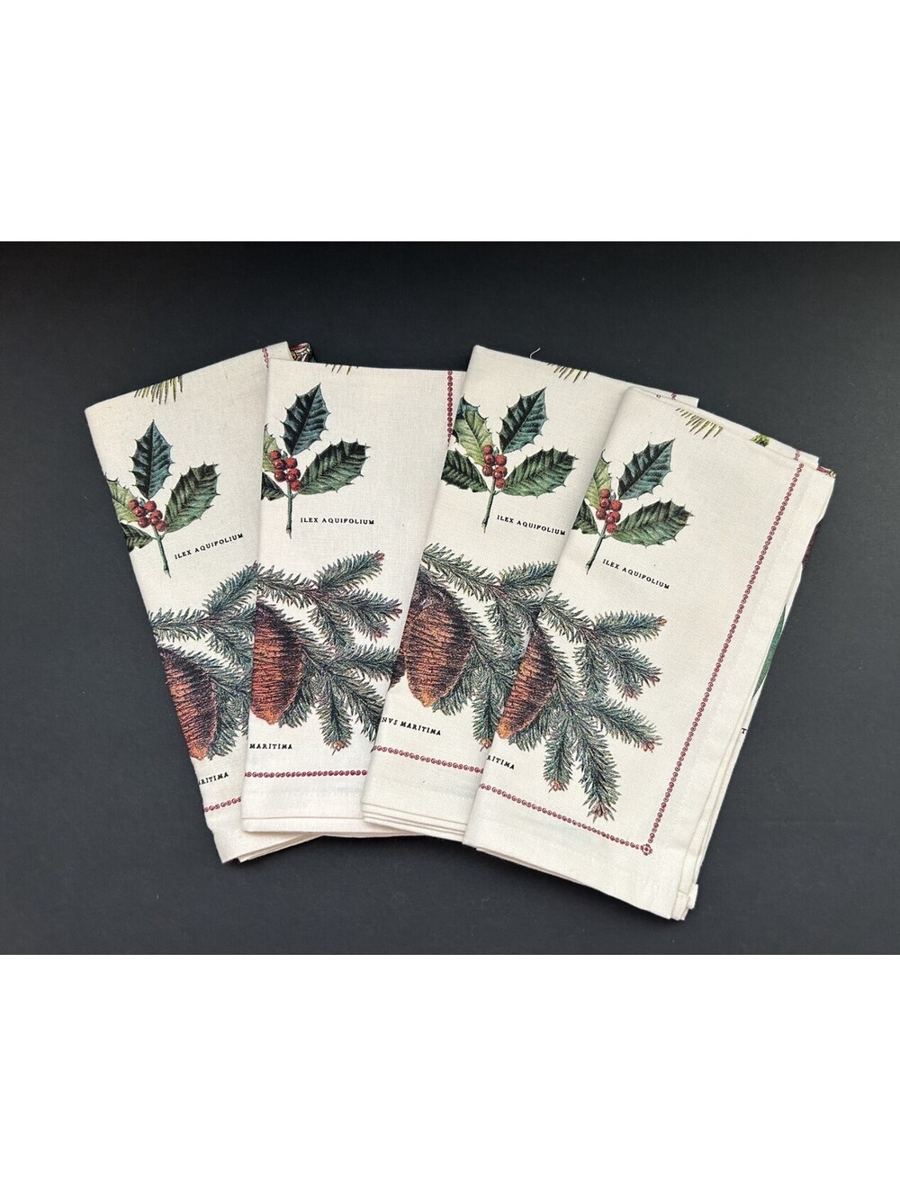 Cavallini & Co. Napkins, Christmas Botanica Napkin Set, 4 Cotton Napkins - Picture 2 of 3